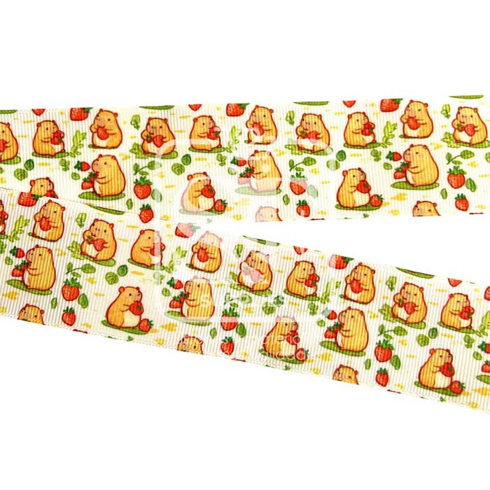 Yarda de Estampado 3.8cm Capibara Fresas