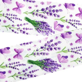 Yarda Estampado 7.5cm Mariposas y Lavandas