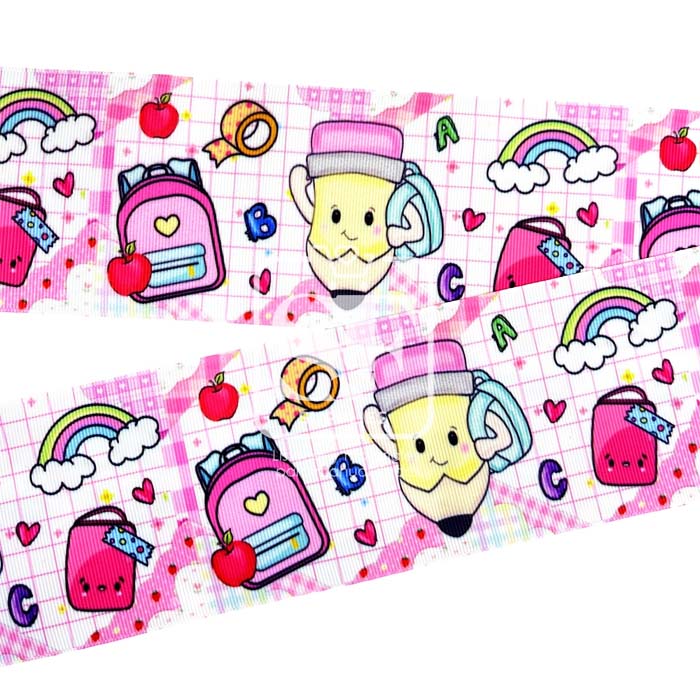 Yarda de Listón Estampado 7.5cm Mochila Lista