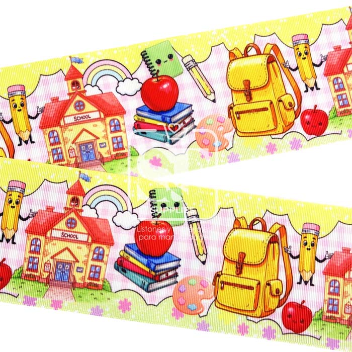 Yarda Estampado 7.5cm Vamos a la Escuela
