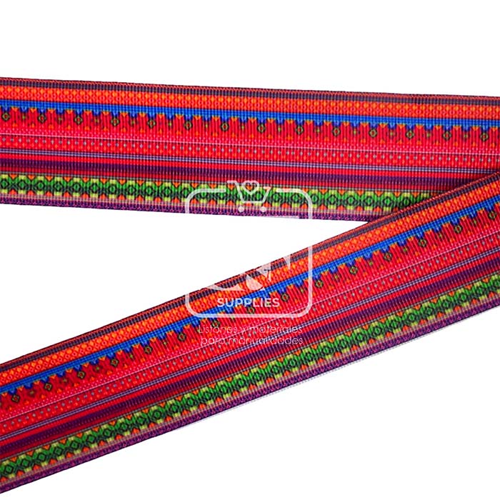 Yarda de Listón Estampado 3.8cm Rojo Minimalista