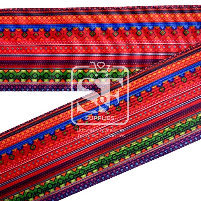 Yarda de Listón Estampado 7.5cm Típico Rojo Minimalista