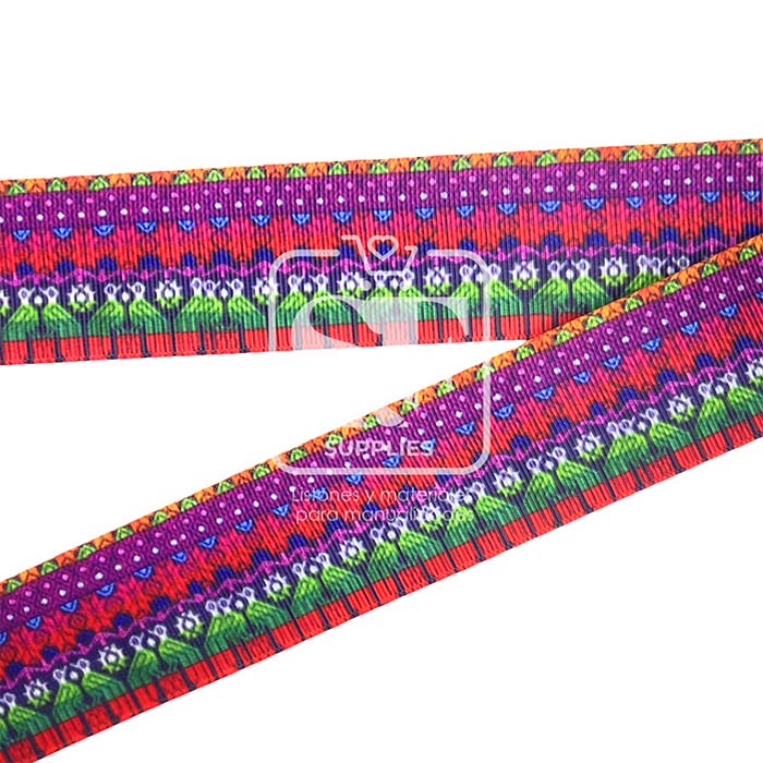 Yarda de Listón Estampado 3.8cm Bordado Quetzal