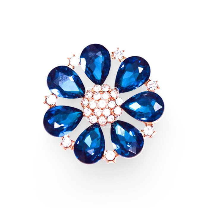 Centro de Flor con Cristales Turquesa Obscuro