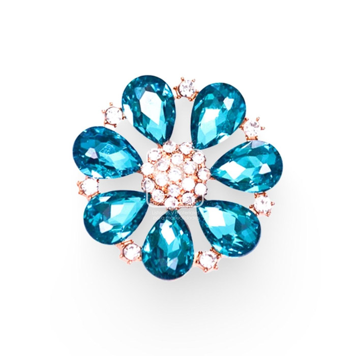 Centro de Flor con Cristales Turquesas