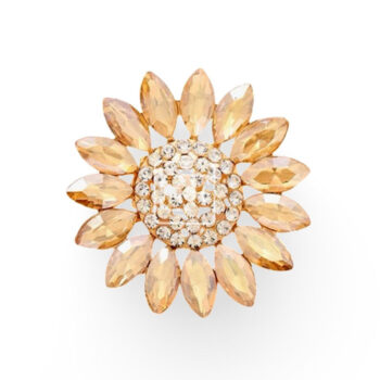 Centro de Girasol con Cristales Dorados