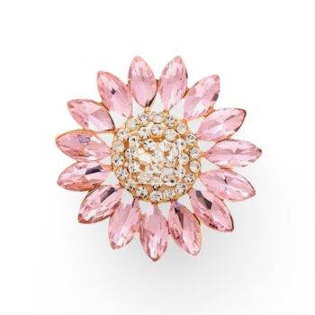 Centro de Girasol con Cristales Rosados