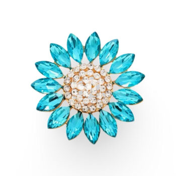 Centro de Girasol con Cristales Turquesas