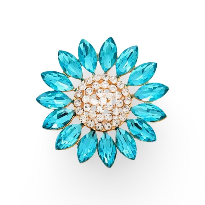 Centro de Girasol con Cristales Turquesas