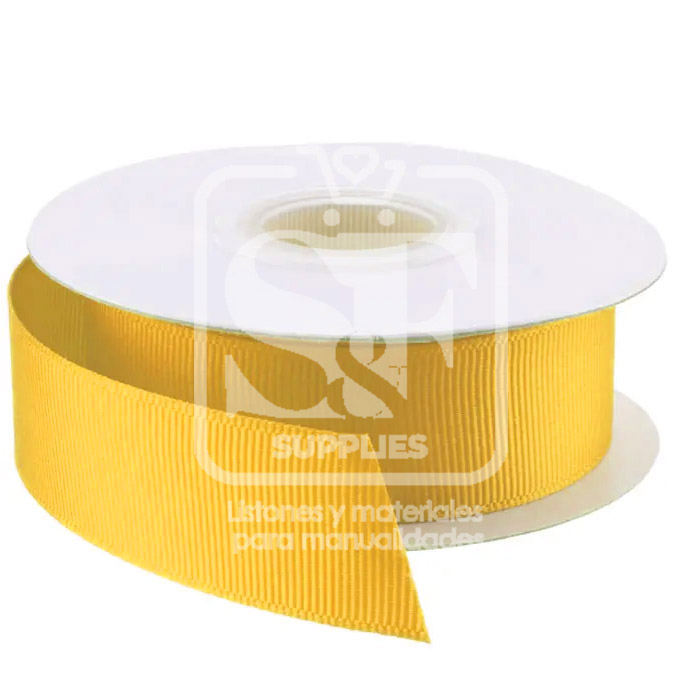 Rollo de Listón 3.8cm Acordonado Amarillo Mango