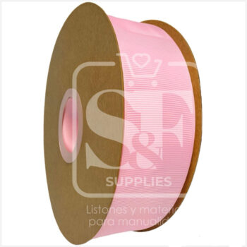 Rollo de Listón 3.8cm Acordonado Rosa Bebé