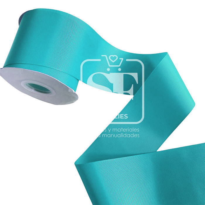 Rollo de Listón 7.5cm Acordonado Turquesa