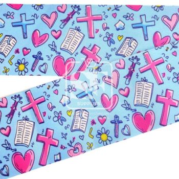 Yarda Estampado 7.5cm Amor en la Cruz