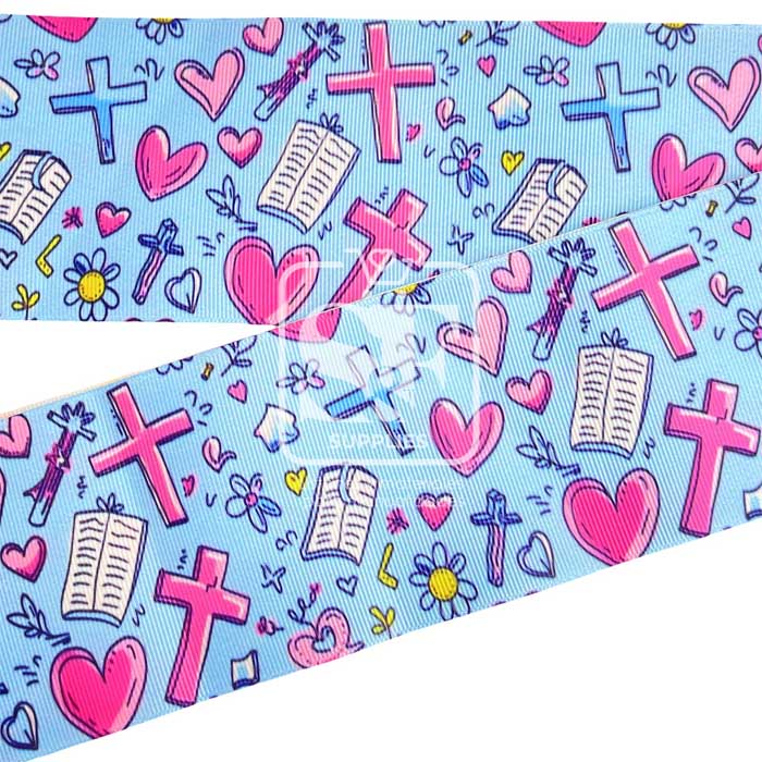 Yarda Estampado 7.5cm Amor en la Cruz