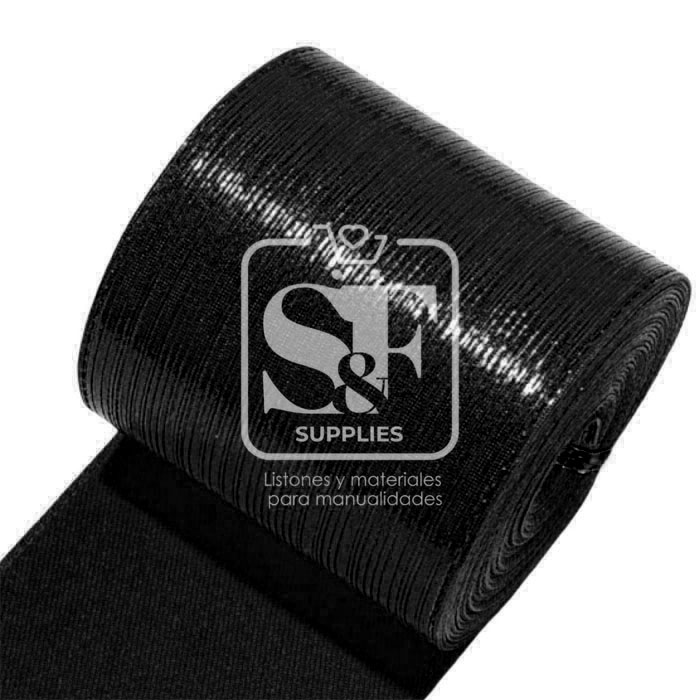 Yarda de Tela 7.5cm Con Reflejos Holográficos Negro