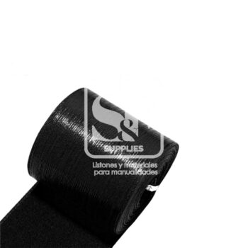 Yarda de Tela 3.8cm Con Reflejos Holográficos Negro