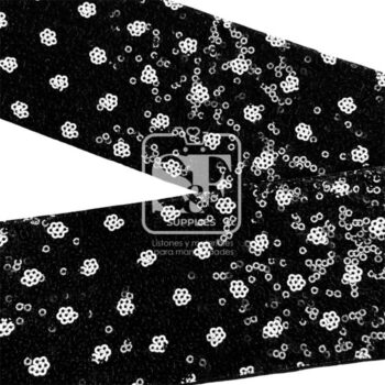 Yarda de Lentejuela Negra con Puntos Blancos