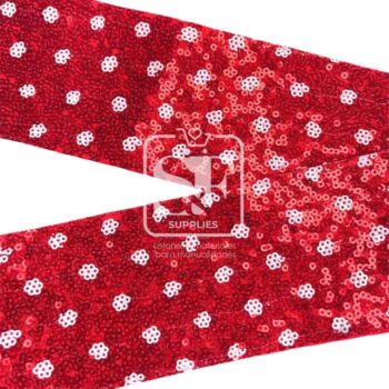 Yarda de Lentejuela Rojo con Puntos Blancos