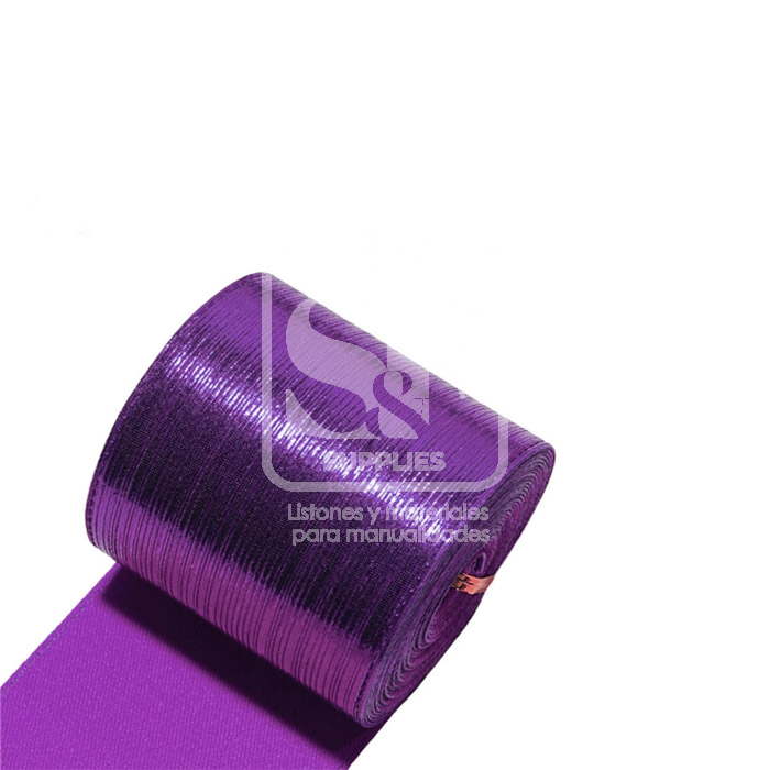 Yarda de Tela 3.8cm Con Reflejos Holográficos Morado