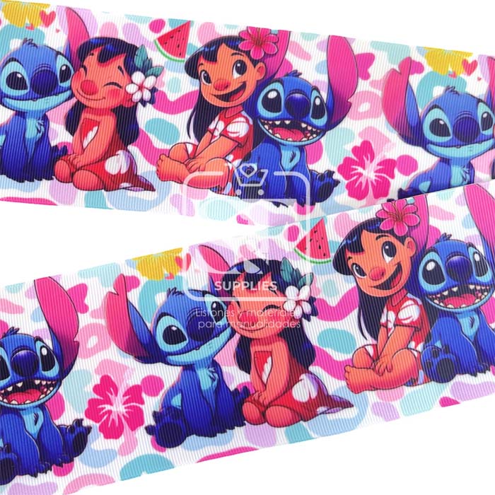Yarda Estampado 7.5cm Lilo y Stitch Pastel