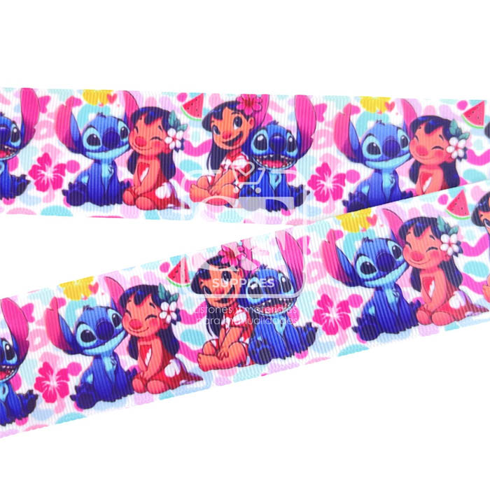 Yarda de Estampado 3.8cm Lilo y Stitch Pastel