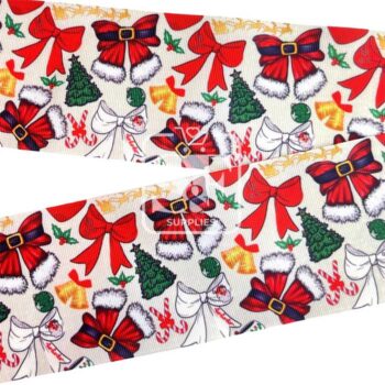 Yarda Estampado 7.5cm Moños Navideños