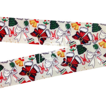 Yarda de Estampado 3.8cm Moños Navideños