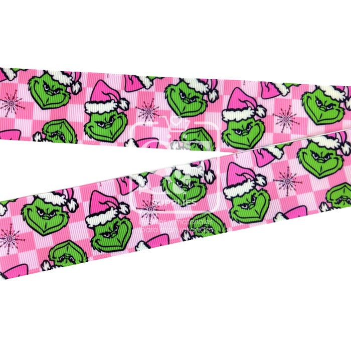 Yarda de Estampado 3.8cm Picnic Rosa Grinch