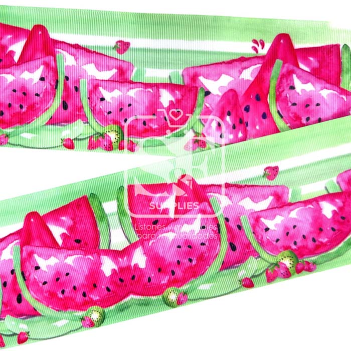 Yarda Estampado 7.5cm Sandías Refrescantes