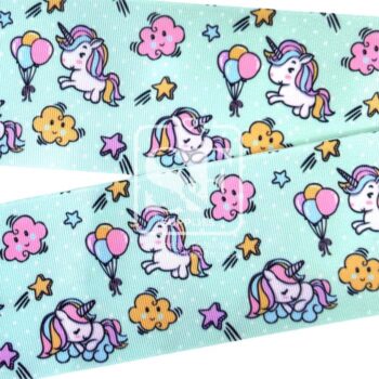 Yarda Estampado 7.5cm Unicornio Fiesta Feliz