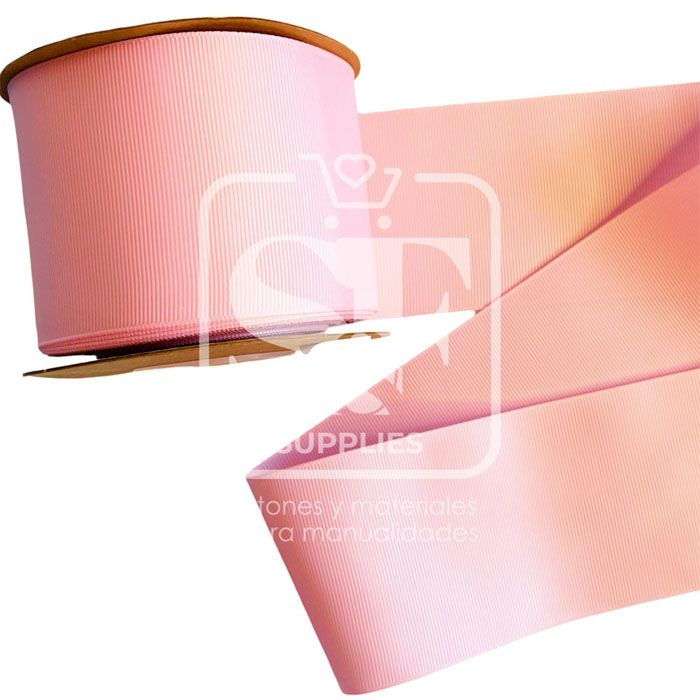 Rollo de Listón 7.5cm Acordonado Rosa Bebé