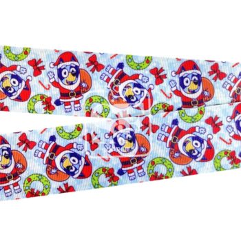 Yarda de Listón Estampado 3.8cm Bluey Santa Claus