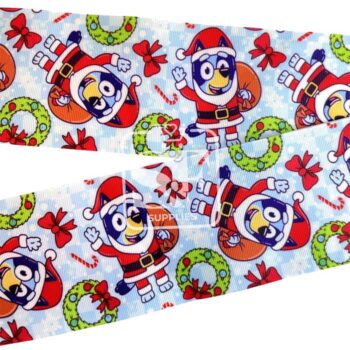 Yarda de Listón Estampado 7.5cm Bluey Santa Claus