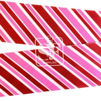Yarda de Listón Estampado 7.5cm Candy Cane Rosa