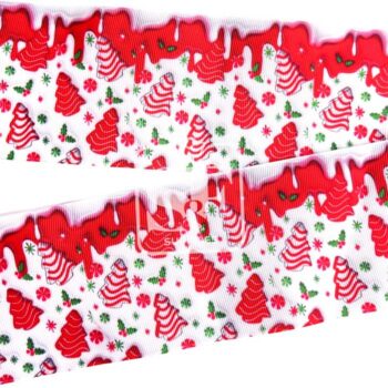 Yarda de Listón Estampado 7.5cm Glaseado Navideño
