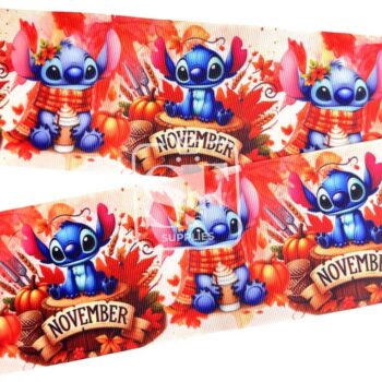Yarda de Listón Estampado 7.5cm Stitch November Vibes