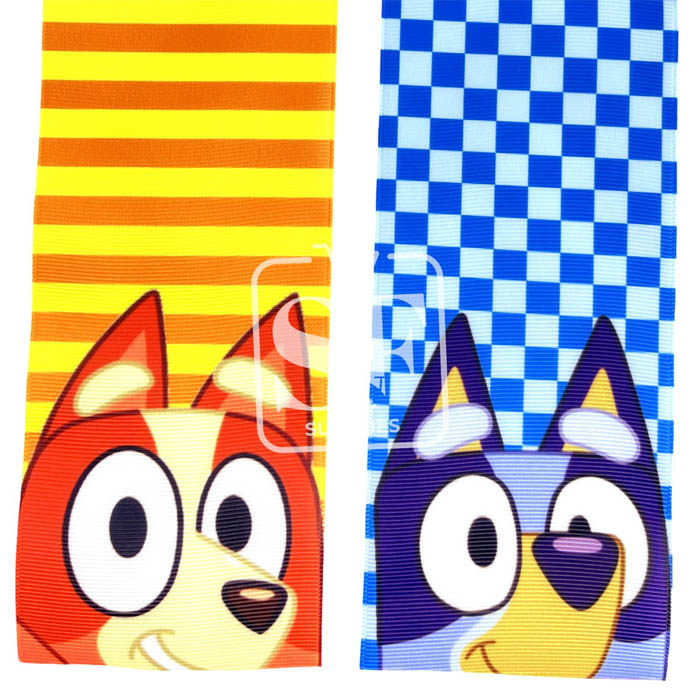 Tira de Listón 7.5cm Bluey y Bingo Patrones