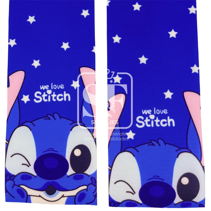 Tira de Listón 7.5cm Love Stitch Azul