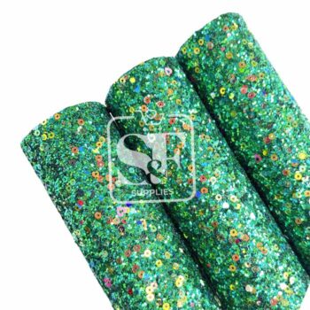 Tramo de Vinil Escarchado Con Lentejuelas Verde