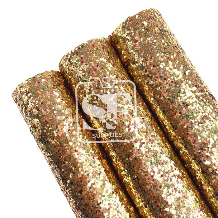 Tramo de Vinil Escarchado Dorado Navidad Delicada