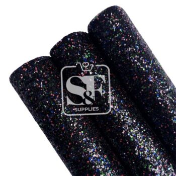 Tramo de Vinil Escarchado Negro Colorido