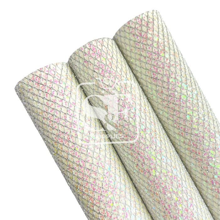 Tramo de Panal Escarcha Blanca Tornasol con hilo Plateado