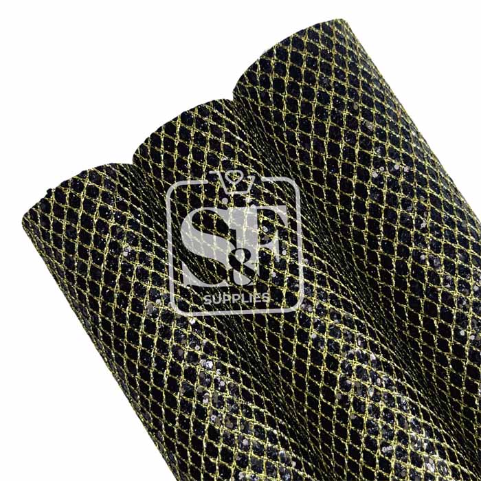 Tramo de Panal Escarcha Negra con hilo Dorado