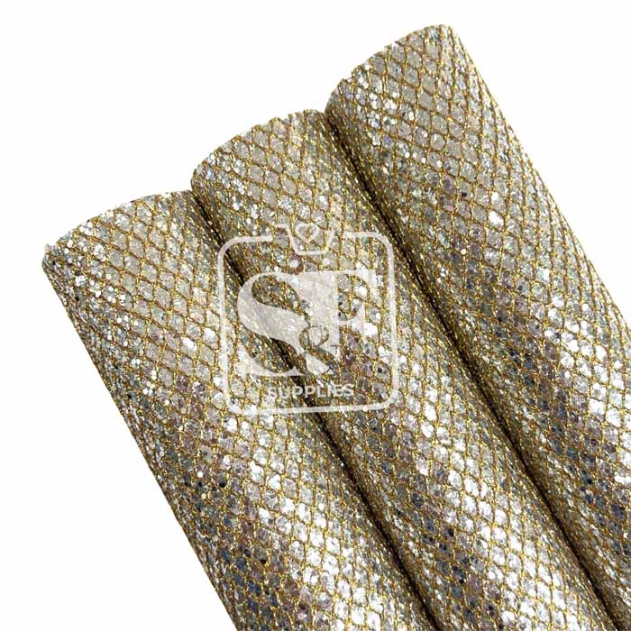 Tramo de Panal Escarcha Plateada con hilo Dorado