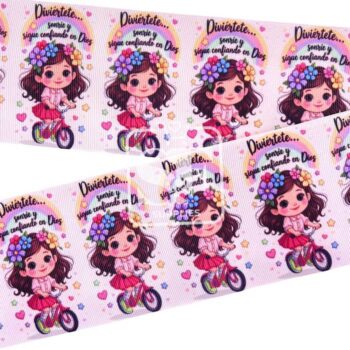 Yarda Estampado 7.5cm Diviertéte y Confía en Dios