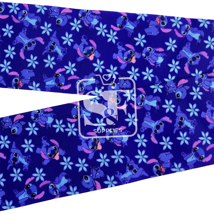 Yarda Estampado 7.5cm Stitch Azul