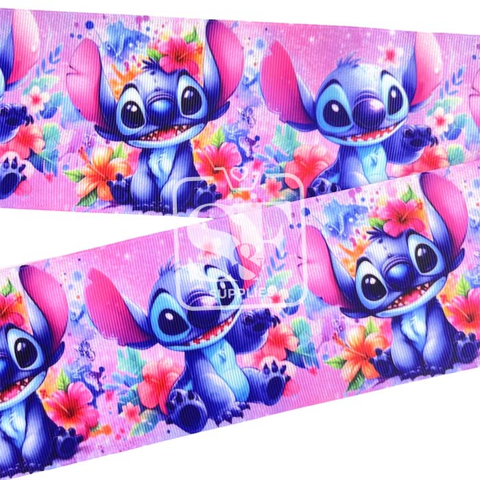 Yarda Estampado 7.5cm Stitch Flores Hawaiianas