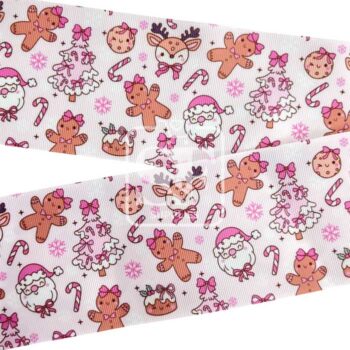 Yarda de Estampado 7.5cm Christmas Pink