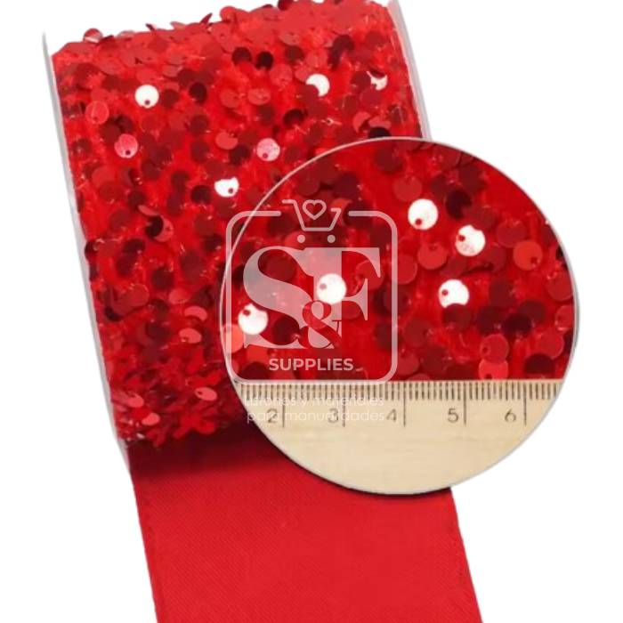 Yarda de Lentejuela Despeinada Roja