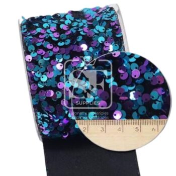 Yarda de Lentejuela Despeinada Lila y Turquesa